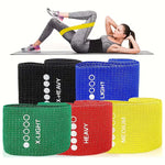 Set of four vibrant TEMU resistance bands for full-body workouts, stretching, and home gym fitness routines.