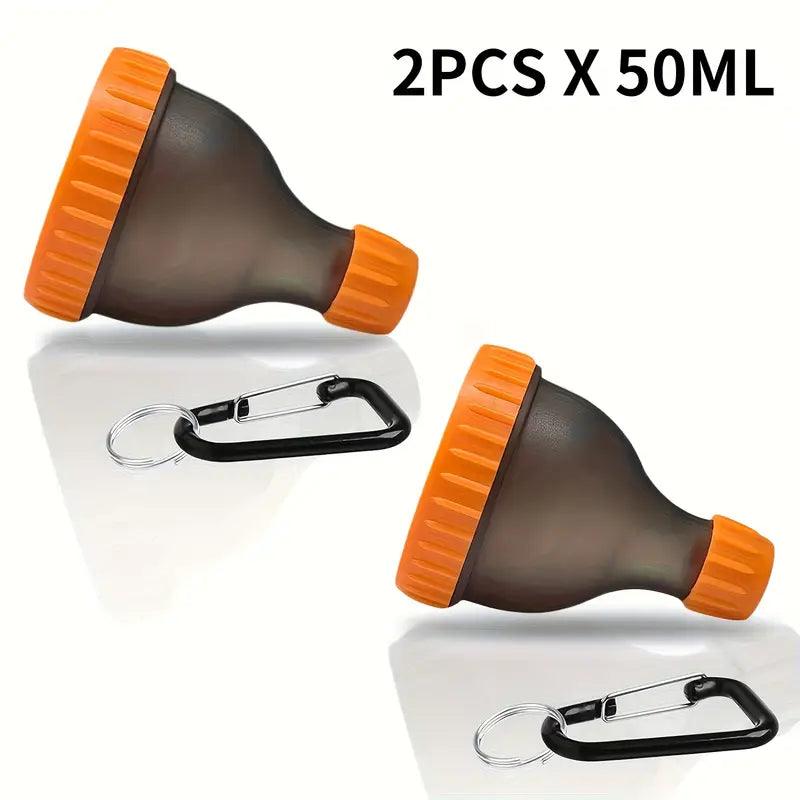 Two TEMU protein powder containers, black plastic accessory jars with screw-on lids for supplement storage.