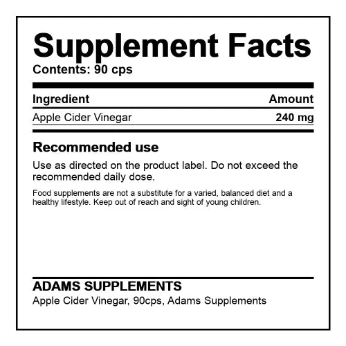 Adams Supplements Apple Cider Vinegar 240 mg 90 Capsules