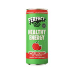 Herbalistas PerfectTed Ceremonial Matcha Energy Drink with apple and raspberry flavor in a 250ml can, vibrant beverage with fresh fruit.