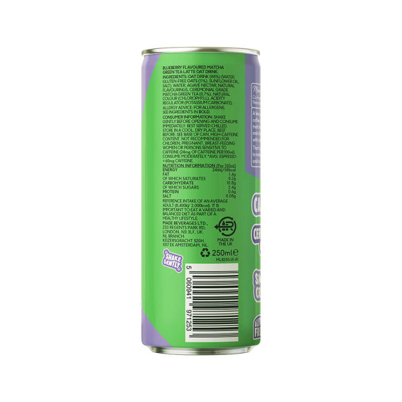 PerfectTed, Ceremonial Grade BLUEBERRY Oat Matcha Latte, 250ml