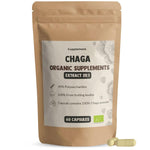 Cupplement Chaga mushroom extract capsules, 400 mg, organic supplement in a bottle with 60 capsules.