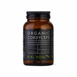 Organic Cordyceps Mushroom Extract capsules from Kiki Health in vegan supplement capsules, shown in a bottle.