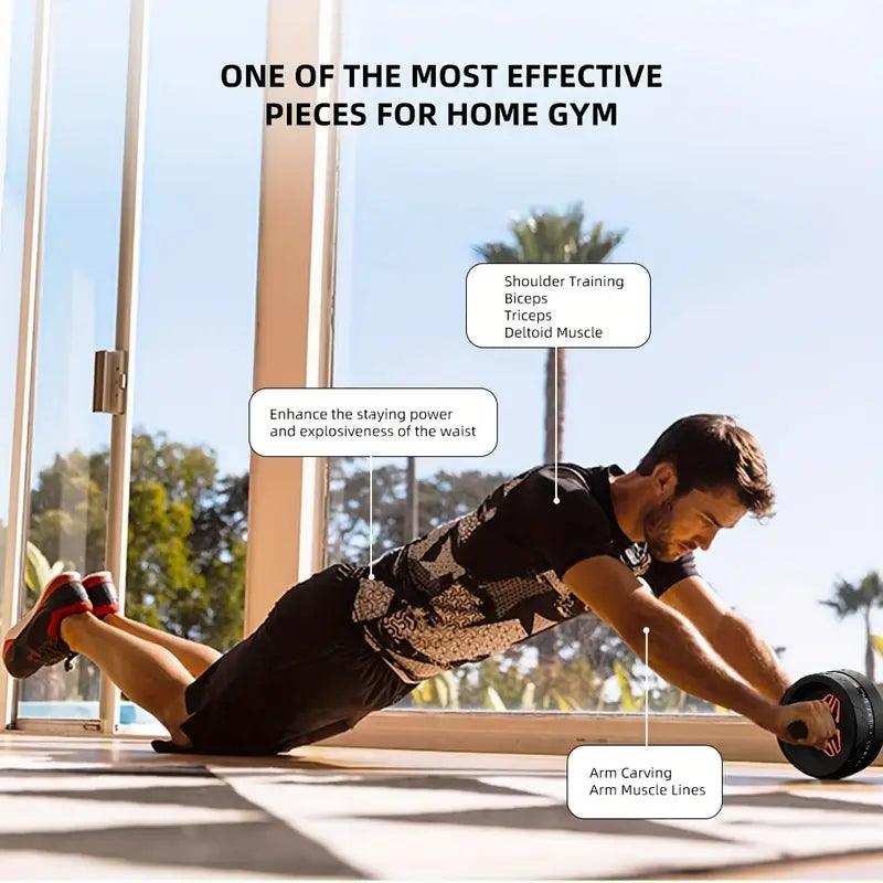 Silent abdominal wheel accessory by TEMU for core strengthening and abdominal muscle training, shown with black wheel and handles.