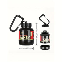 100ml Mini Whey Container with Built-in Funnel, Portable Supplement Storage with Keychain Clip, Easy to Scoop and Pour, Perfect for Gym and On-the-Go Fitness Enthusiasts