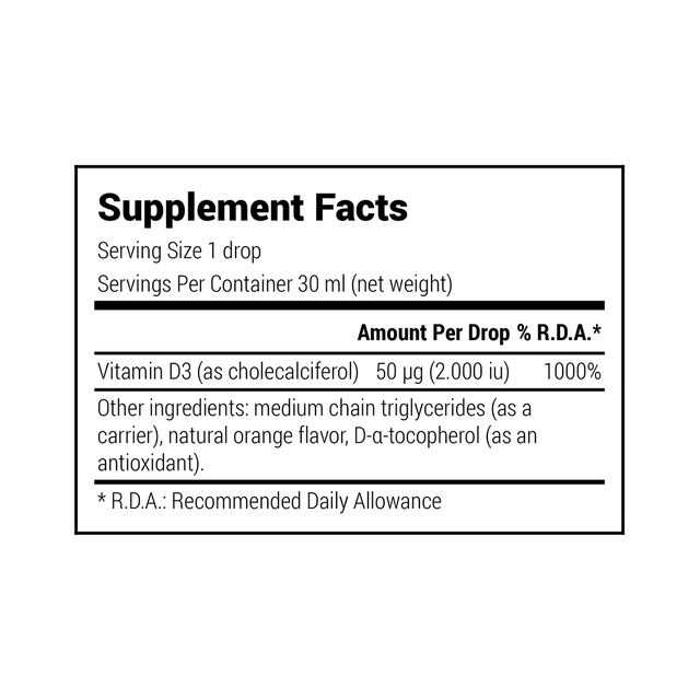 Natural Doctor Pure D3 30 ml | 1 Drop Per Serving