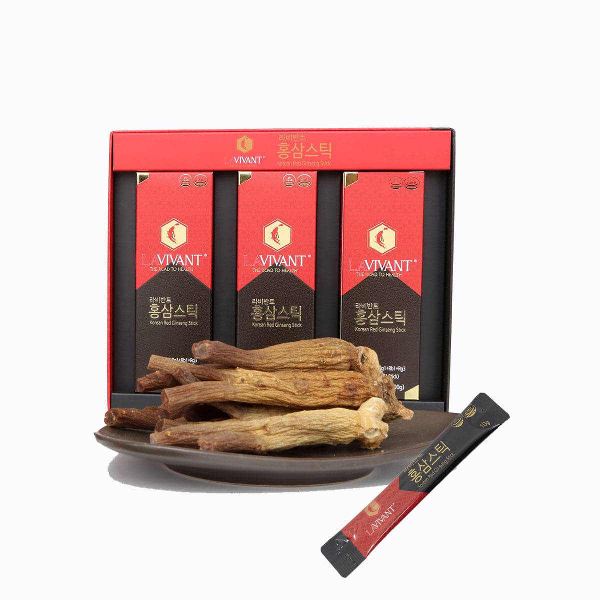 Korean Red Ginseng Extract liquid sticks by OLD PRODUCTS, 30 sticks in red box, 8.6mg/g ginseng extract, 300g total.