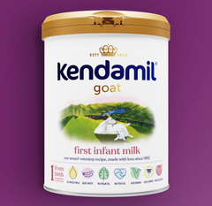 Kendamil Goat First Infant Milk Stage 1 from PETROUTSIOS, showing a can of goat milk formula for newborns.