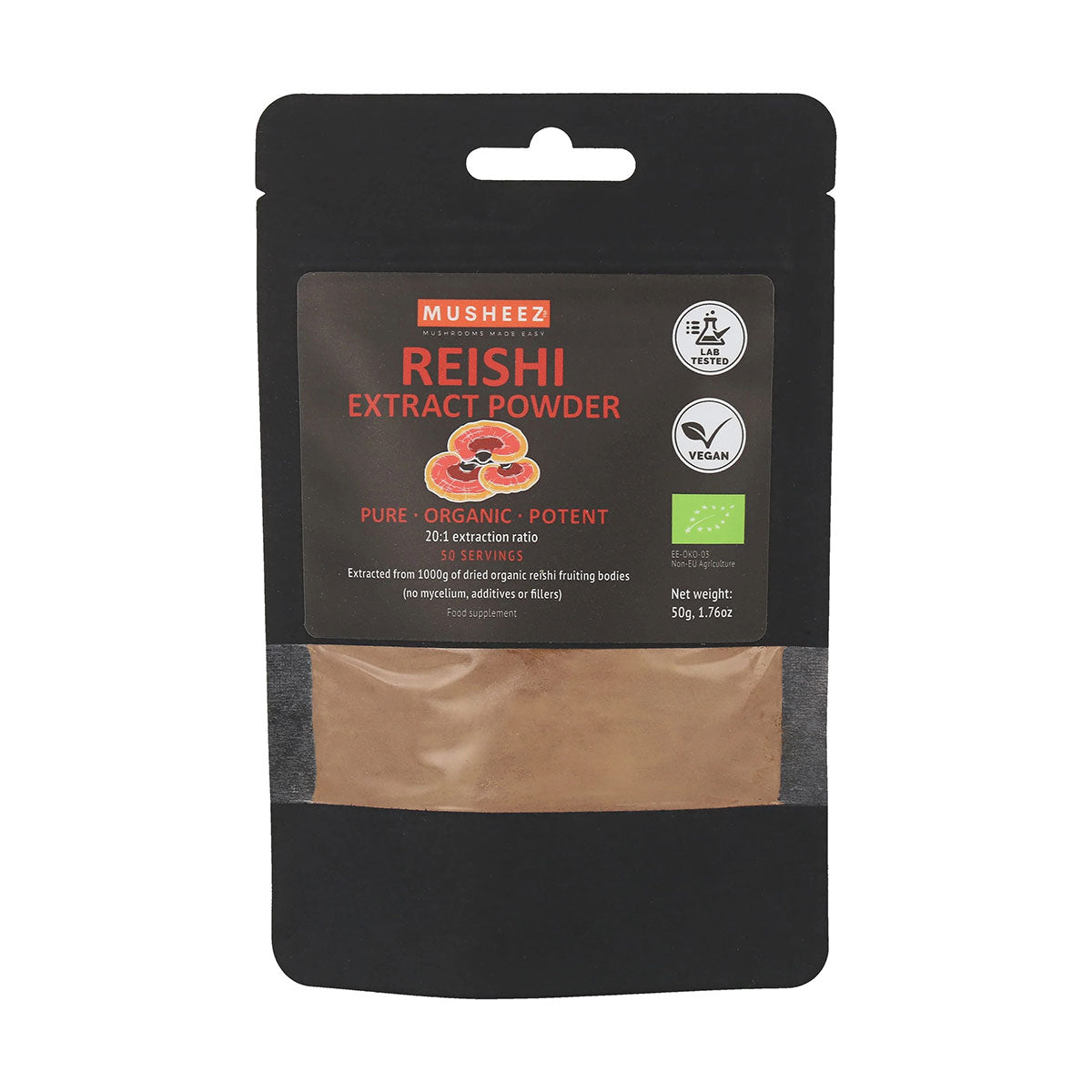 Musheez, BIO, Reishi Powder Dual Extract 20:1, 50g