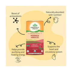 Organic India, BIO Moringa &amp; Hibiscus, 25 σακούλες έγχυσης 