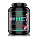 Genius Nutrition iWHEY protein powder in Cherry Cream Cake flavor, 2000g container with 60 servings.