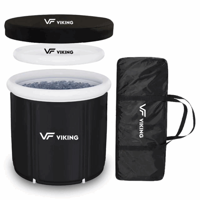 TEMU VIKING FITNESS XL portable ice bath tub with storage bag, insulated and collapsible for easy use and transport.