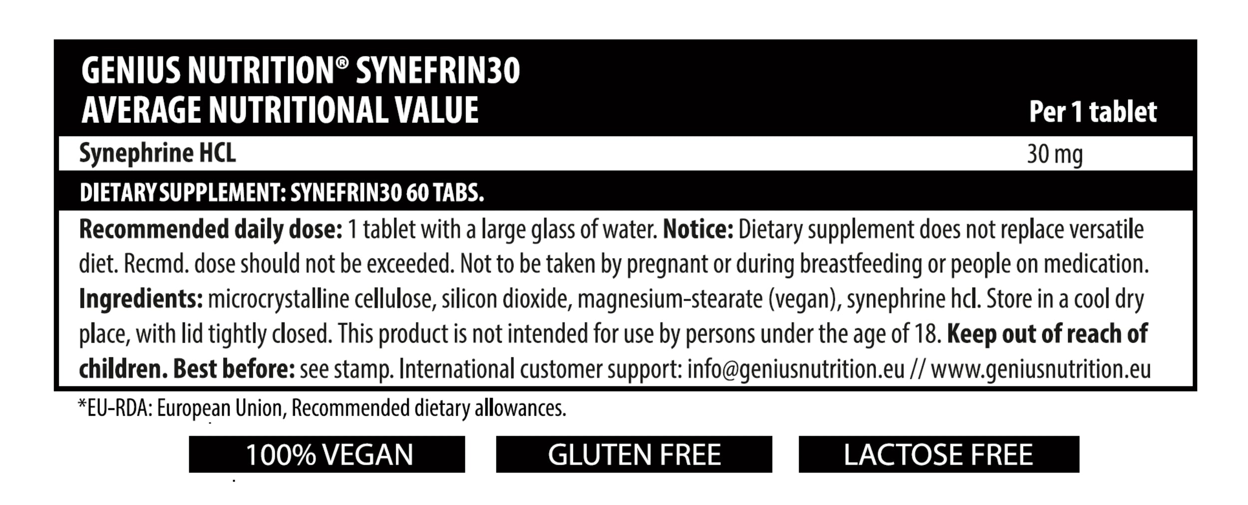 SYNEFRIN30 60 таблеток/60 порций, Genius Nutrition 