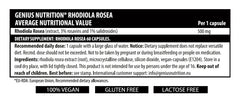 RHODIOLA ROSEA 60 Caps/60 Serv, Genius Nutrition