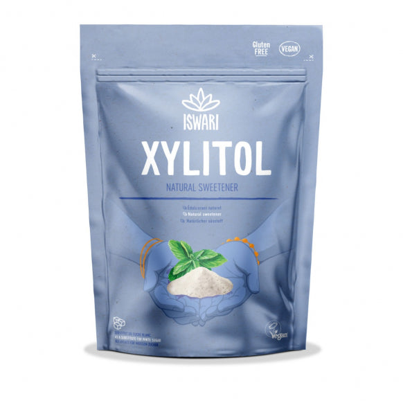 Iswari BIO Xylitol sugar alternative from HERBALISTAS, gluten-free superfood powder in a 250g package.