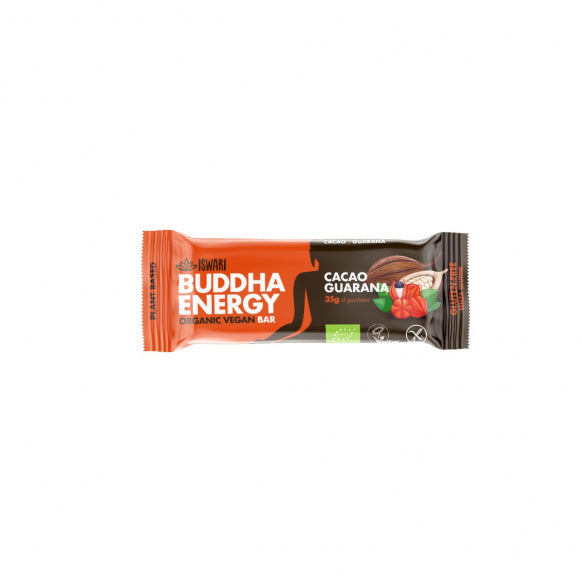 Iswari, BIO Buddha Energy Bar, Κακάο &amp; Guarana, Χωρίς γλουτένη, 35 γρ.