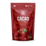 Iswari BIO cacao powder in 125g package, gluten-free supplement with a natural cacao appearance, shown in a back view image.