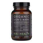 Kiki Health Organic Lion's Mane Mushroom Extract supplement in 60 vegicaps, herbal immune and cognitive support from Herbalistas.