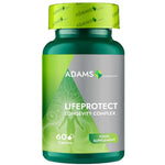 Adams Supplements LifeProtect Longevity Complex supplement bottle with 60 capsules, featuring a label with green and white design.