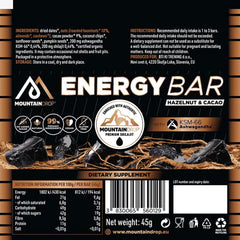 MountainDrop, Sugar Free Energy Bar Hazlenut Cacao with Ashwagandha & Shilajit, 45g - GREEN LIFE CYPRUS
