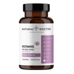 VITAREA Natural Doctor Nicotinamide supplement in a bottle with 90 vegetarian capsules, shown with supplement label and cap.
