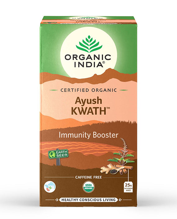 Organic India, BIO Tulsi Ayush Kwath Tea, Χωρίς Καφεΐνη, 25 σακουλάκια έγχυσης 