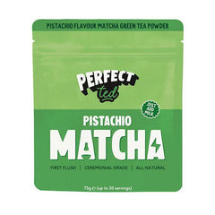 Herbalistas PerfectTed Ceremonial Grade Pistachio Matcha Powder in 75g package, vibrant green matcha with pistachio flavor.