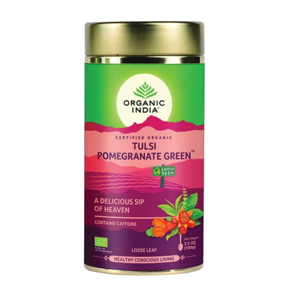 Organic India, BIO Tulsi Pomegranate Green Loose φύλλο 100g Tin 