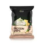 Genius Nutrition Protein Lentil Chips in sour cream flavor on white background, healthy energy snack in 75g package