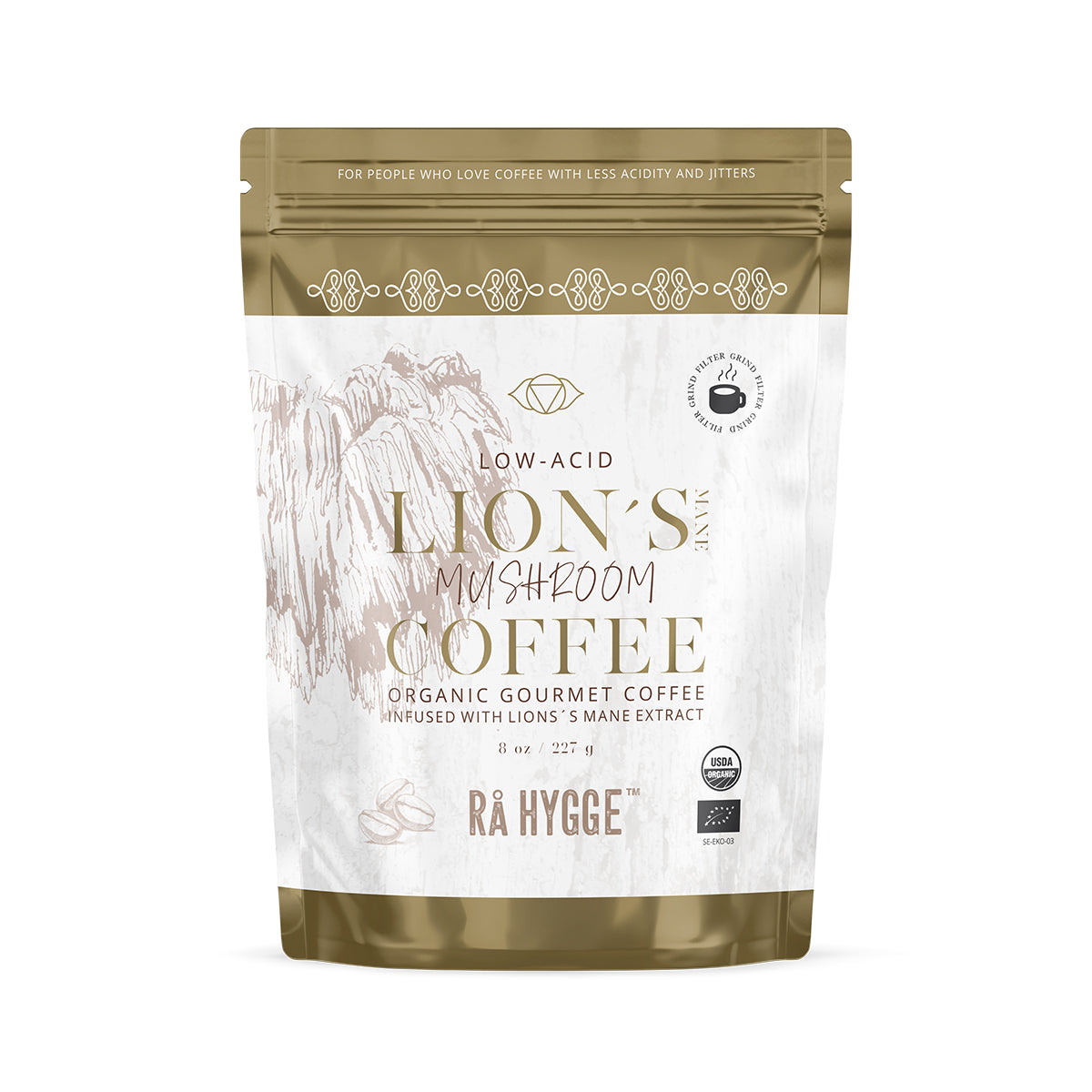 Rå Hygge, BIO Lions Mane Mushroom Coffee, Αλεσμένο φίλτρο, 227 γρ. 