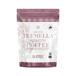 Herbalistas Rå Hygge organic coffee beans with Tremella and Maitake mushrooms in a 227g resealable bag.