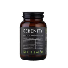 Kiki Health Serenity Mood Support Blend in 60 vegan capsules, herbal supplement for relaxation and emotional balance.