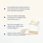 Liposomal Spermidine Fusion supplement by Herbalistas, 30 vegan capsules showing the supplement bottle and capsules.