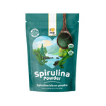 Organic Spirulina powder by ILOVE ME in a 90g container, green powdered supplement with a vibrant, natural appearance.