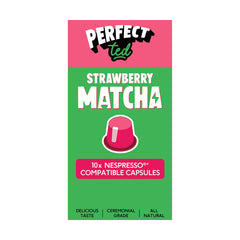 PerfectTed, Ceremonial Grade Strawberry Matcha, 10 Nespresso Compatible Capsules