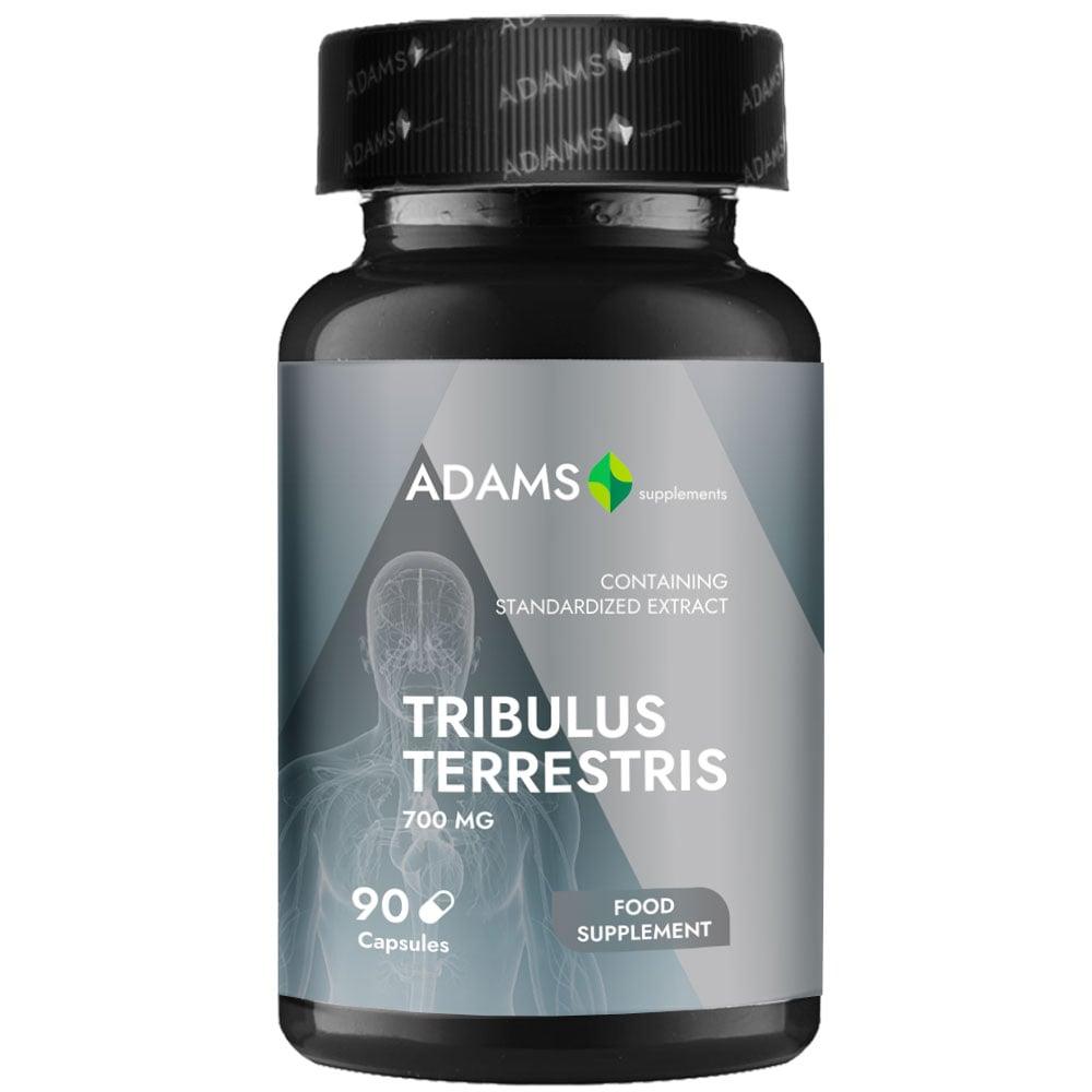 Adams Supplements Tribulus Terrestris supplement bottles with 90 capsules, featuring green and white label design.