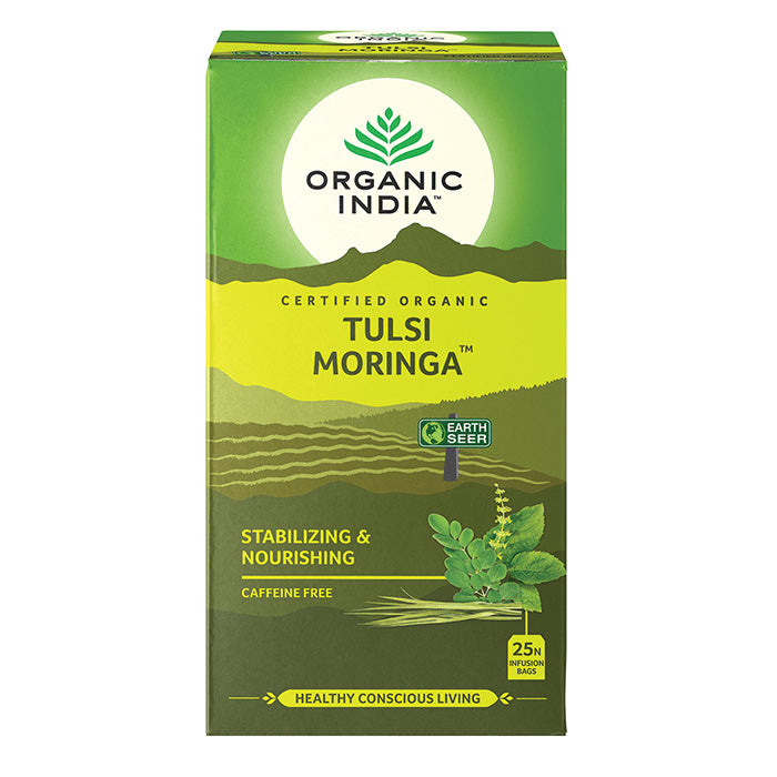 Organic India, BIO Tulsi Moringa Tea, Χωρίς καφεΐνη, 25 σακουλάκια έγχυσης 