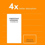 Herbalistas Purovitalis Liposomal Vitamin D3 & K2 supplement capsules, 2000 IU, shown in a bottle with capsules on a white background.