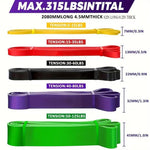 Set of 4 and 5 piece stackable resistance bands from TEMU, suitable for home fitness and strength training exercises.