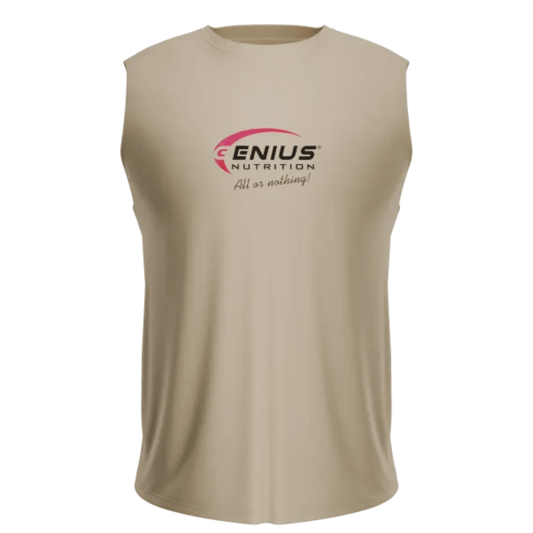 Genius Nutrition GN® Fitness Tank Top showing a lightweight, sleeveless athletic shirt with logo on the front for workout wear