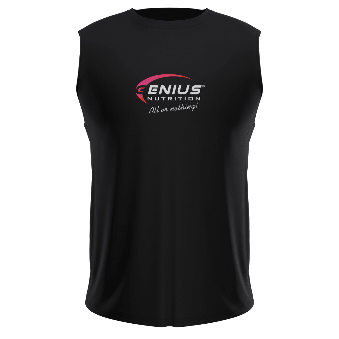 Genius Nutrition GN® Fitness Tank Top displayed on a website, lightweight athletic sleeveless shirt for workouts and active wear.