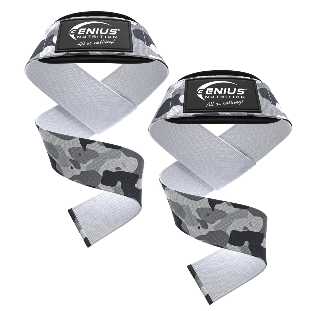 Genius Nutrition Lifting Straps GG-4 for weightlifting and strength training, shown in a close-up on a white background.