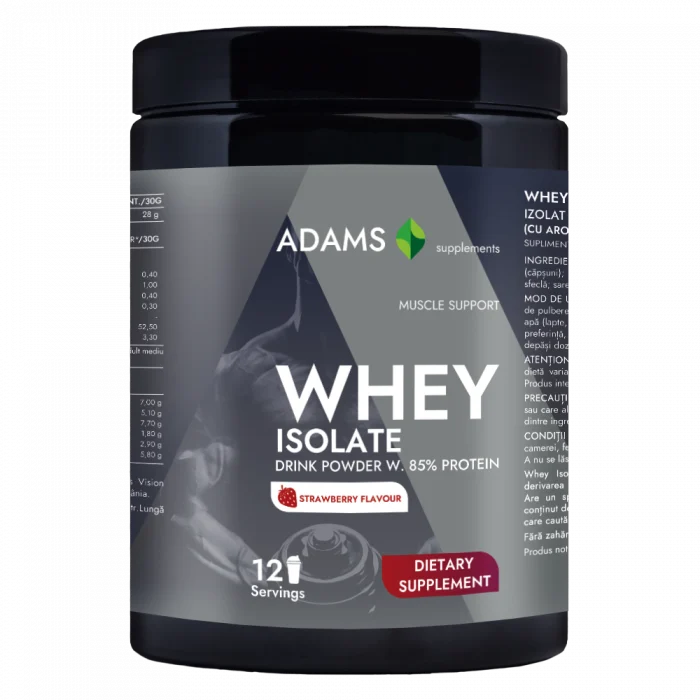 Adams Whey Isolate Protein Strawberry 360g | 30g Serving | 12 Servings