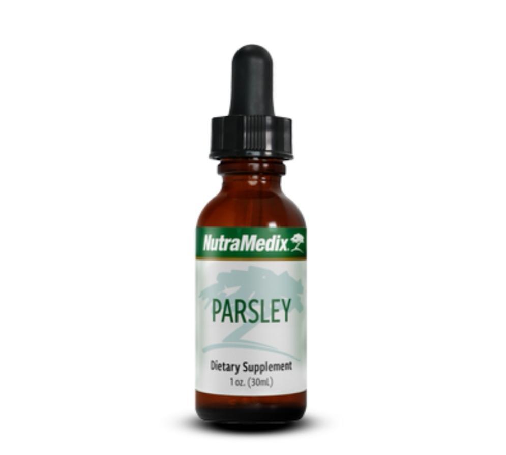 Sentosa Nutramedix Parsley Detox supplement bottle with label showing herbal supplement for detox and cleansing.