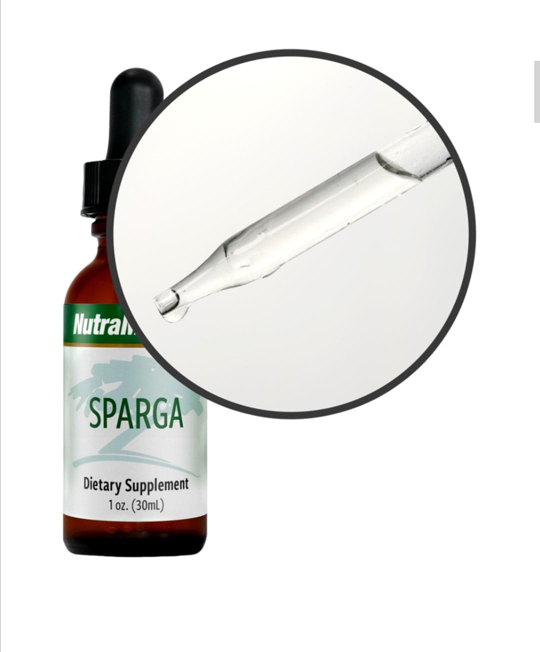 Sentra Nutramedix Sparga-Sulphur Detox supplement bottle with label details, placed on a white surface.