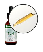 Sentosa Nutramedix Noni microbial defense supplement bottle with label details visible on a white background.