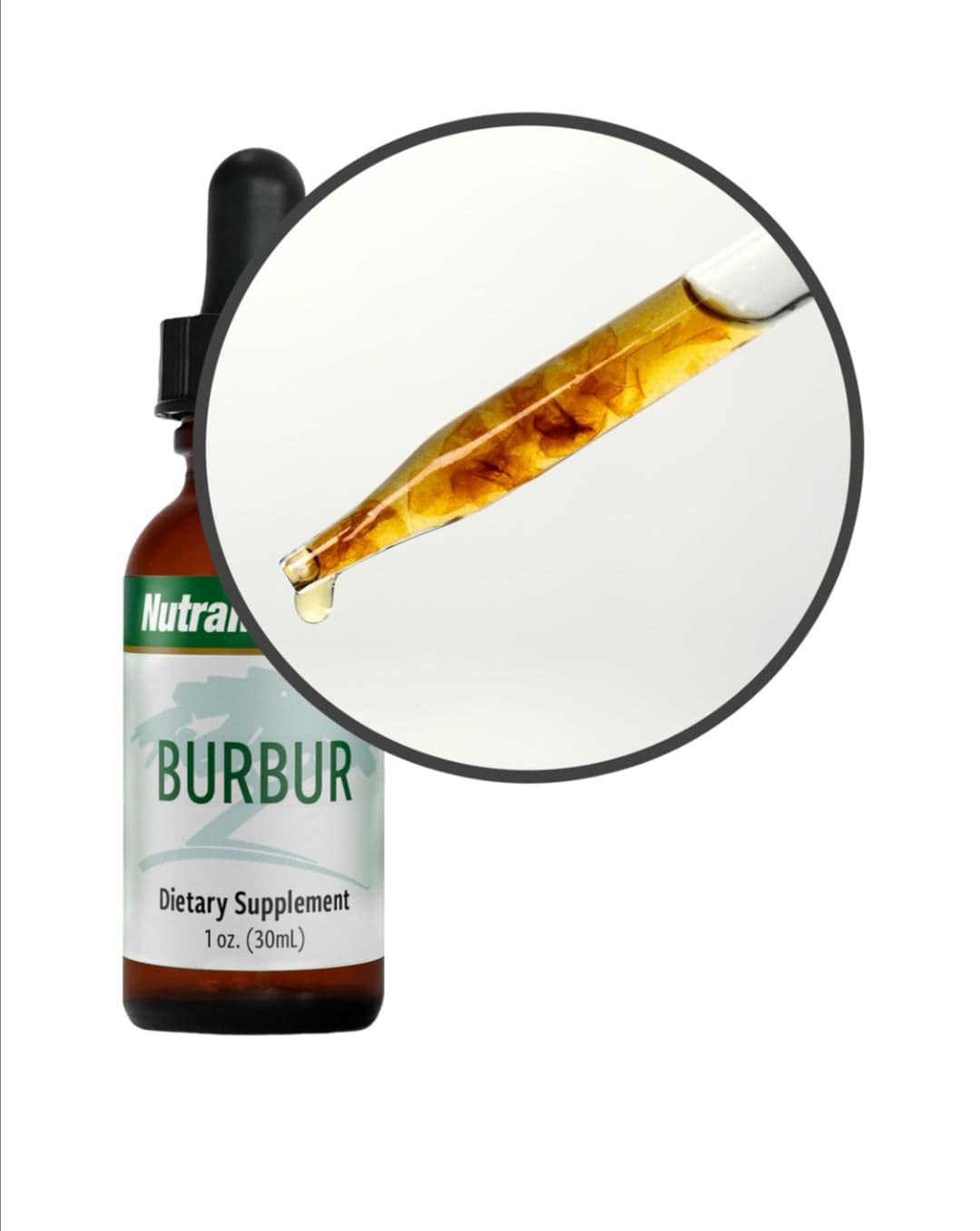 Bottle of Nutramedix Burbur Detox supplement by SENTOSA, featuring the label and packaging in a clear, close-up view.
