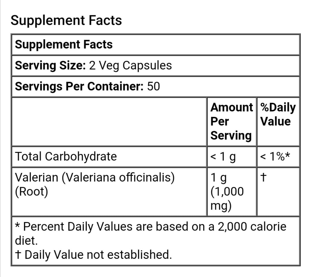 VALERIAN ROOT 500mg 100 VEG CAPSULES - GREEN LIFE CYPRUS 