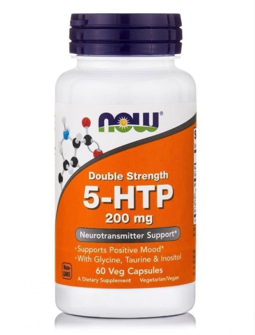 NOW Foods, 5-HTP, двойная сила, 200 мг, 60 растительных капсул